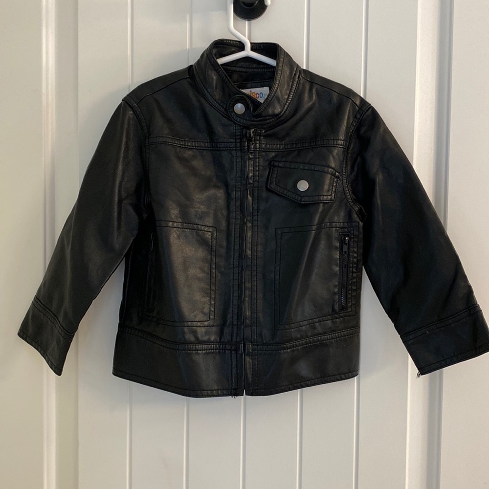 Girls toddler black fake leather jacket